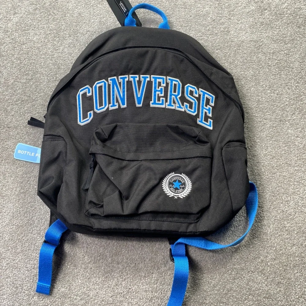 Converse Backpack Unisex O/S Black Blue Laptop Sleeve Collegiate Logo 9A5578-023